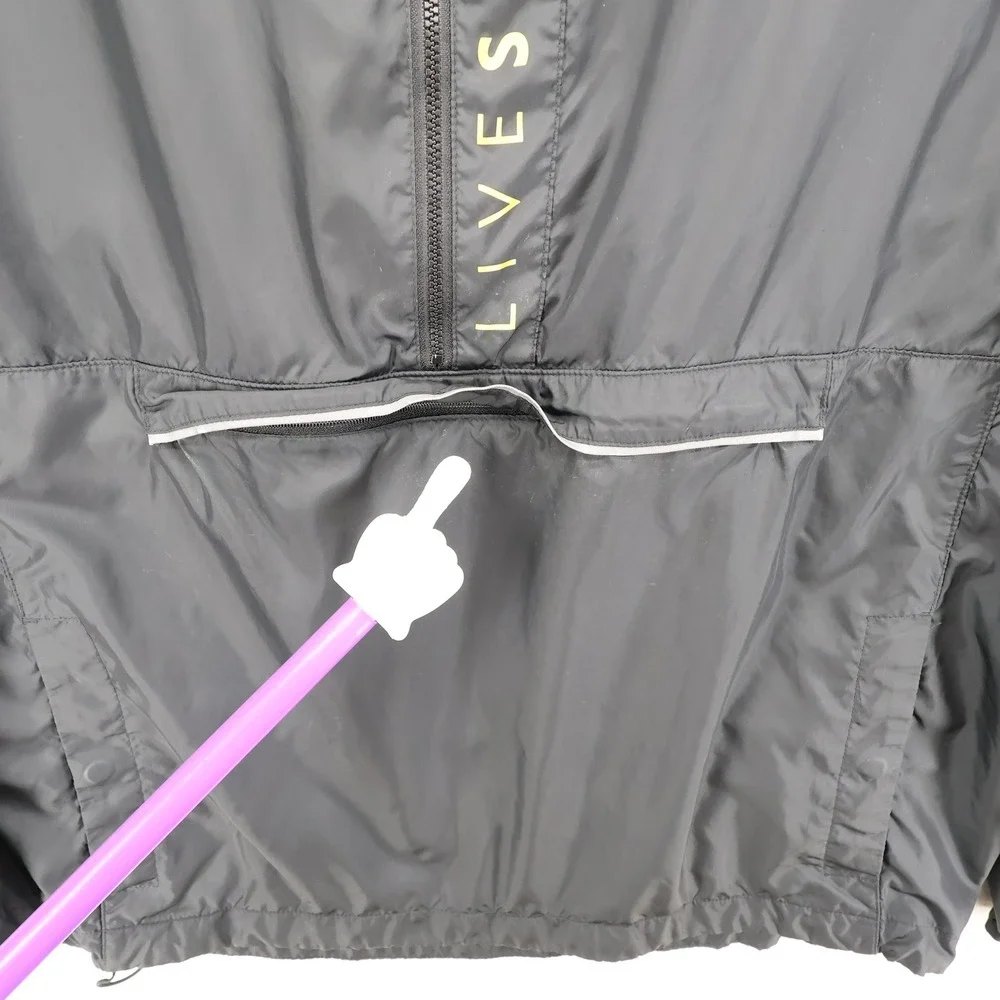 Nike Livestrong Mens XL Black Quarter Zip Hooded Windbreaker Jacket 434746-010